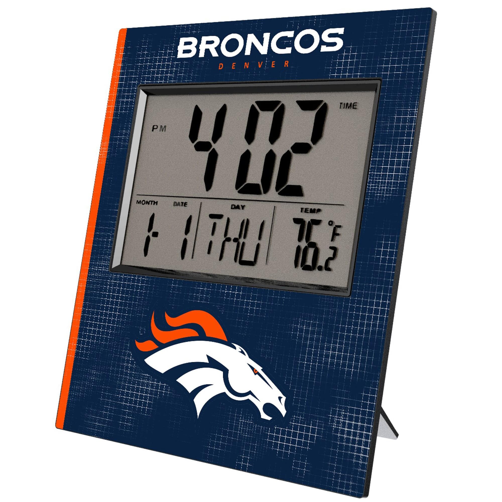 BRONCOS  
DENVER  

TIME  
4:02 PM  

MONTH 1  
DATE 11  
DAY THU  
TEMP 76°F  

10.2