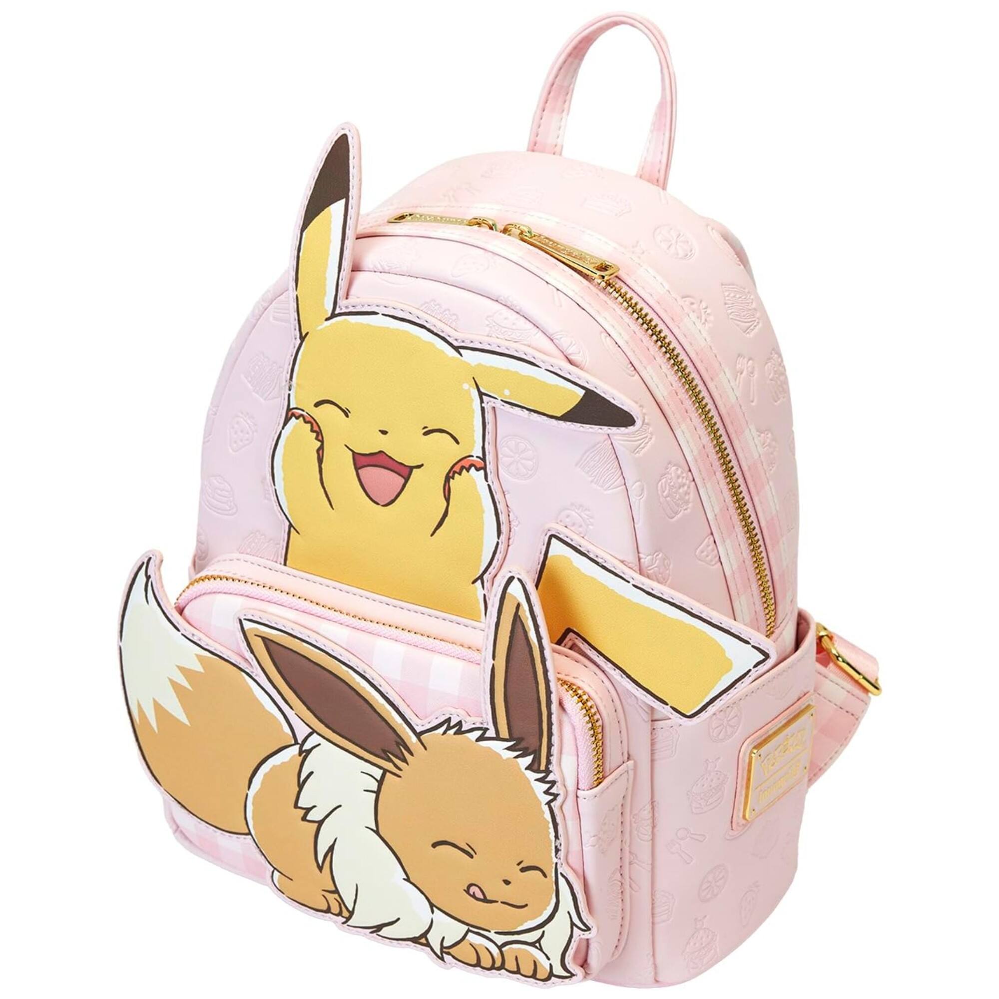 Alt View 5. LoungeFly - Loungefly Pink Pokemon 3D Pikachu & Eevee Mini Faux Leather Backpack - Multicolored.