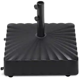 Best Choice Products - Fillable Mobile Umbrella Base Heavy Duty Market Stand w/ Wheels, Locks, 123lb Capacity - Black - Square Scallop - Black