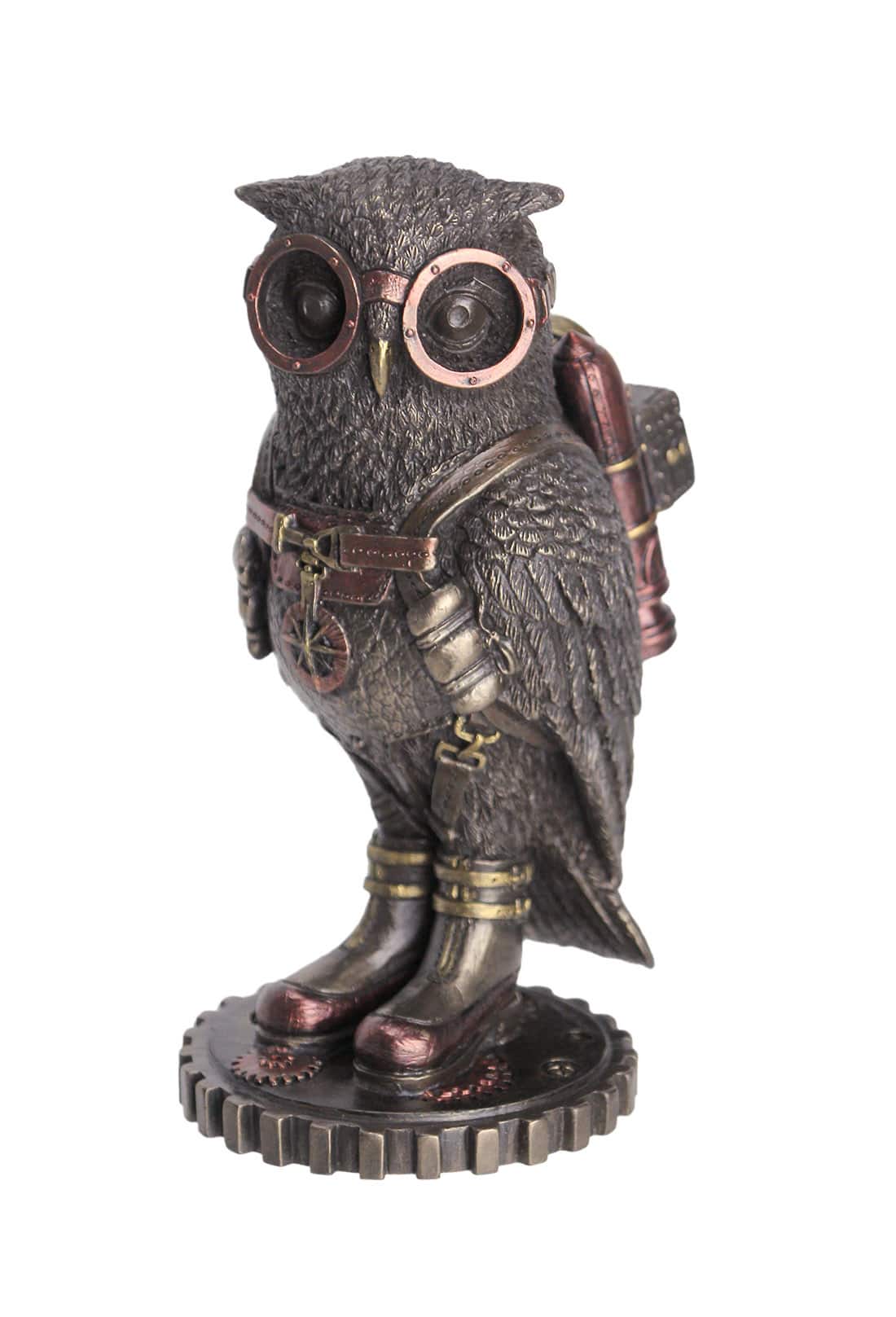 Veronese Design - Cast Steampunk Fantasy Owl Hand Painted Jetpack Goggles Figurine Decor - Bronze price history on PriceWatchPro