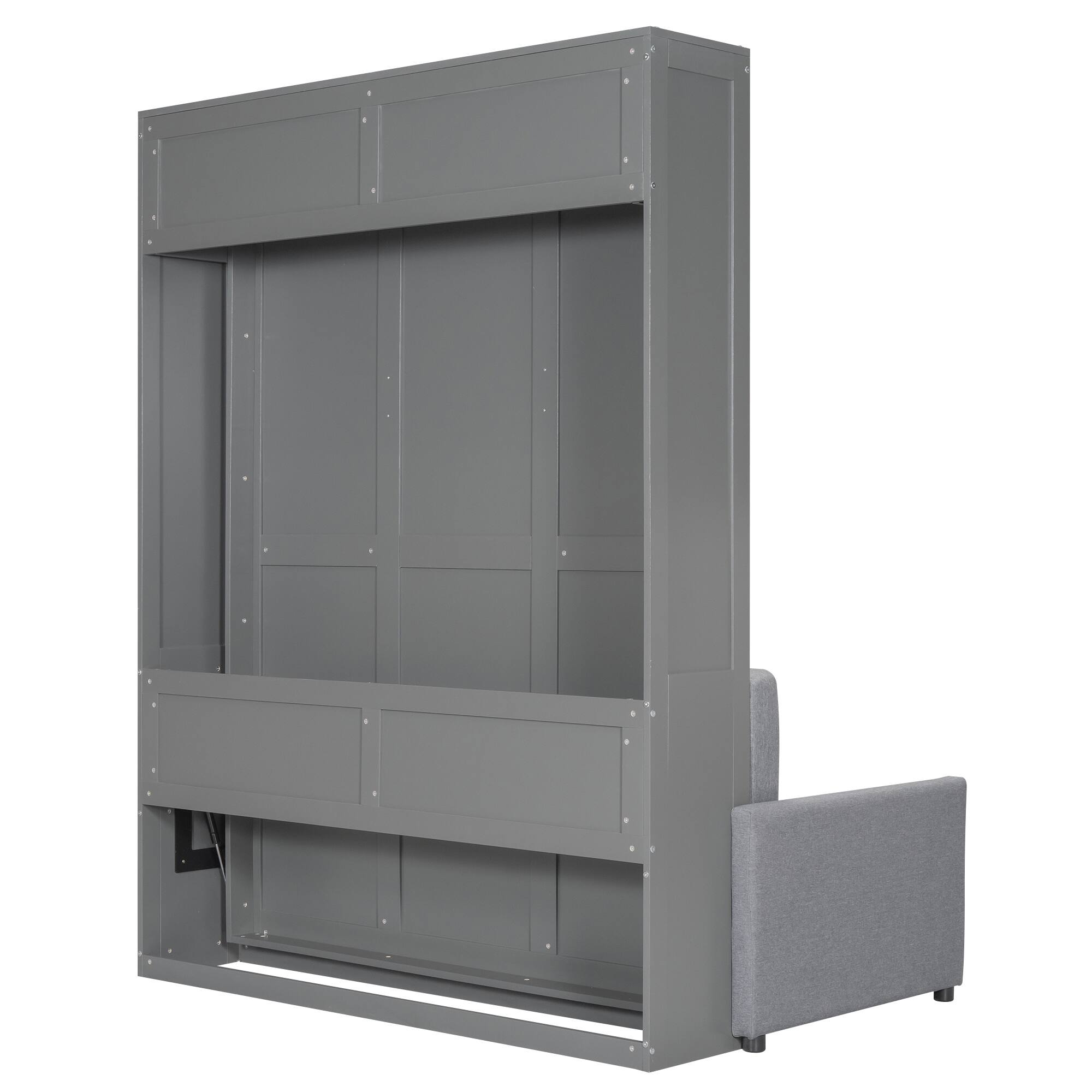 Alt View 9. Tiramisubest - Queen Size Murphy Wall Bed, Gray, MDF+LVL, 67x87x88 inch, 226 lbs, Sofa & Storage - Gray.