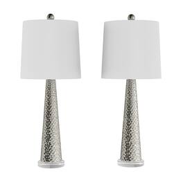 Lavish Home - Set of 2 Glass Table Lamps - Silver