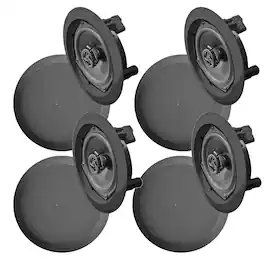 Pyle - In Wall and In Ceiling Dual 6.5" Speaker System with Flush Mount, 4 Pack