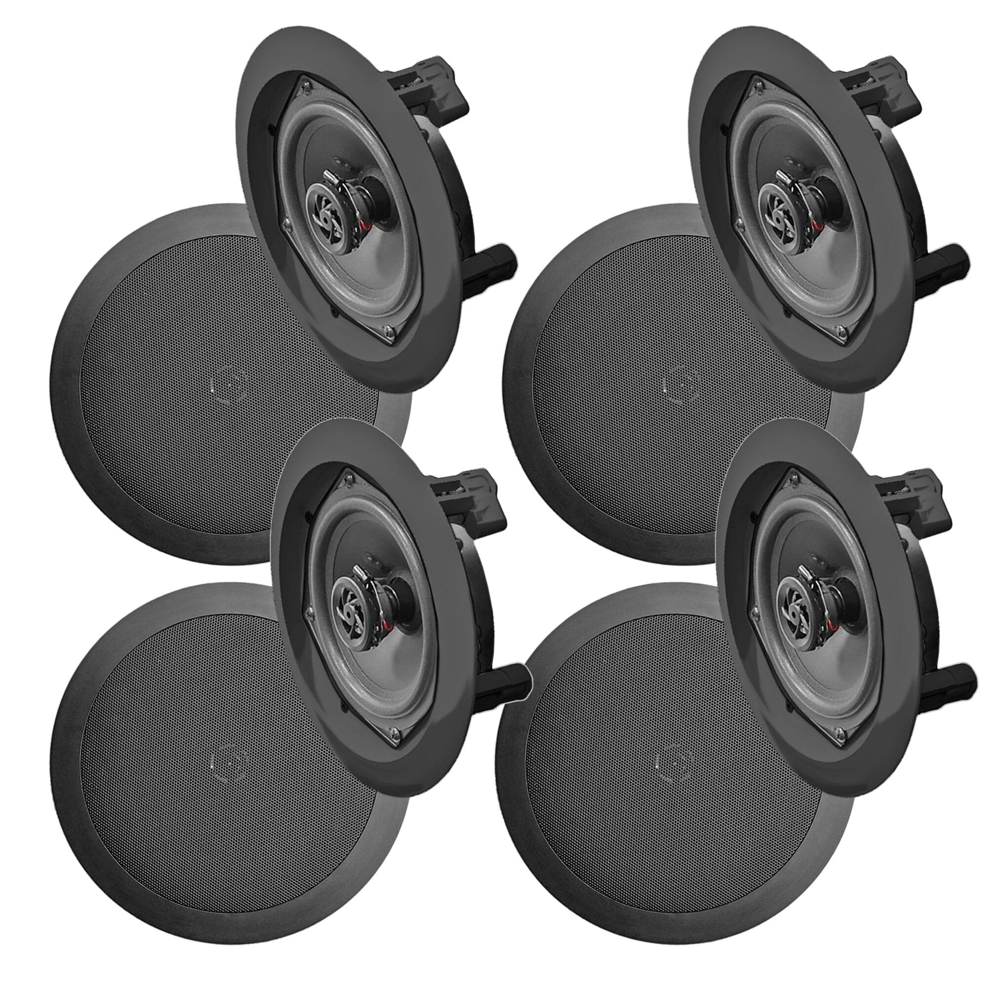 Front. Pyle - Pyle In Wall and In Ceiling Dual 6.5" Speaker System with Flush Mount, 4 Pack.