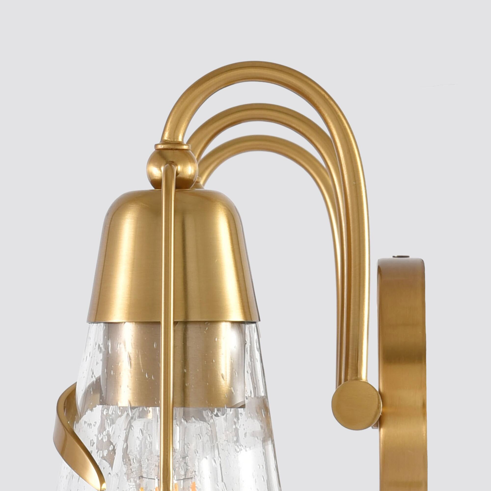 Alt View 6. Parrot Uncle - 24" Modern Gold 3-Light Bathroom Vanity Sonces Wall Light with Seeded Glass Shades - Gold, Clear.