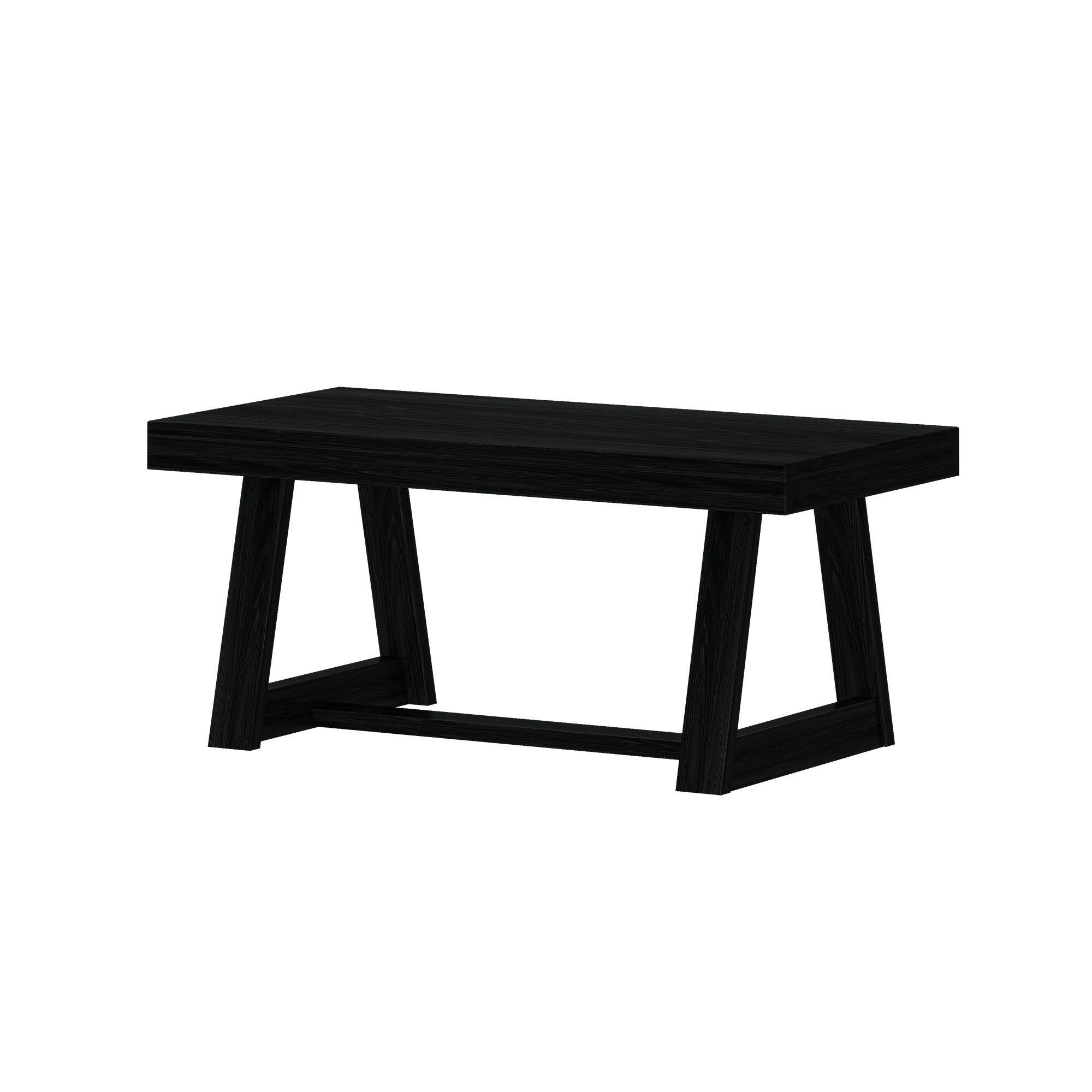 Alt View 2. Plank+Beam - Classic Rectangular Coffee Table (40in x 20in / 1020mm x 510mm), Black Wirebrush - Black Wirebrush.