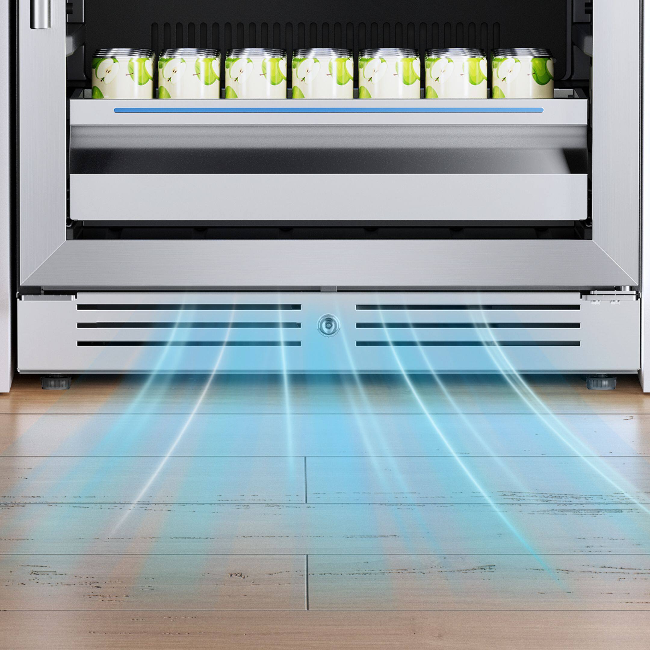 Alt View 7. Yeego - 24 inch Beverage Refrigerator fridge,Freestanding or Built-In 238 Cans Beverage with Glass Door for Home,Bar,Office - silver.