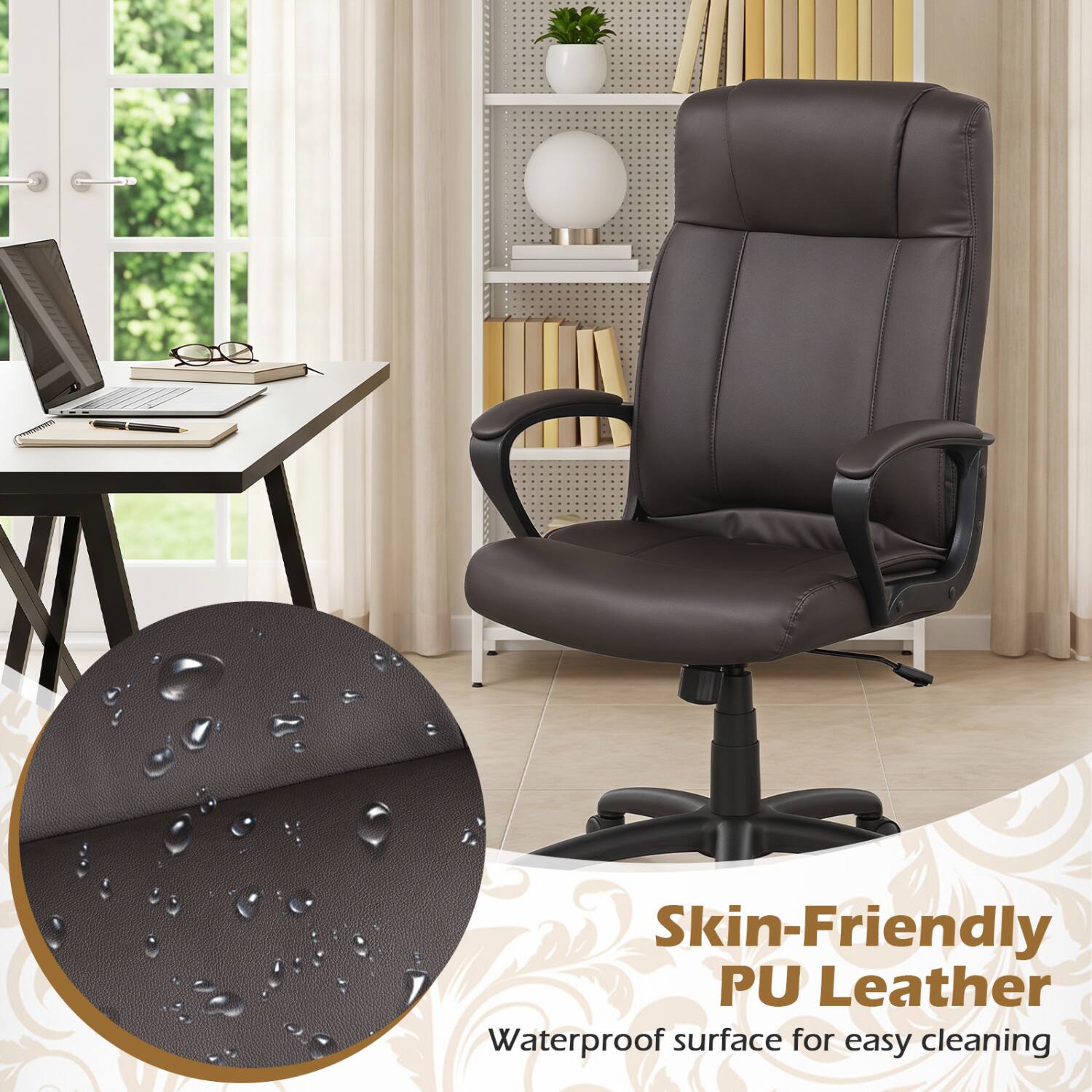 Skin-Friendly PU Leather  
Waterproof surface for easy cleaning