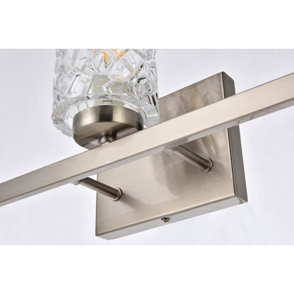 Alt View 1. Living District - Cassie 3 lights bath sconce in satin nickel with clear shade - Satin Nickel And Clear Shade.