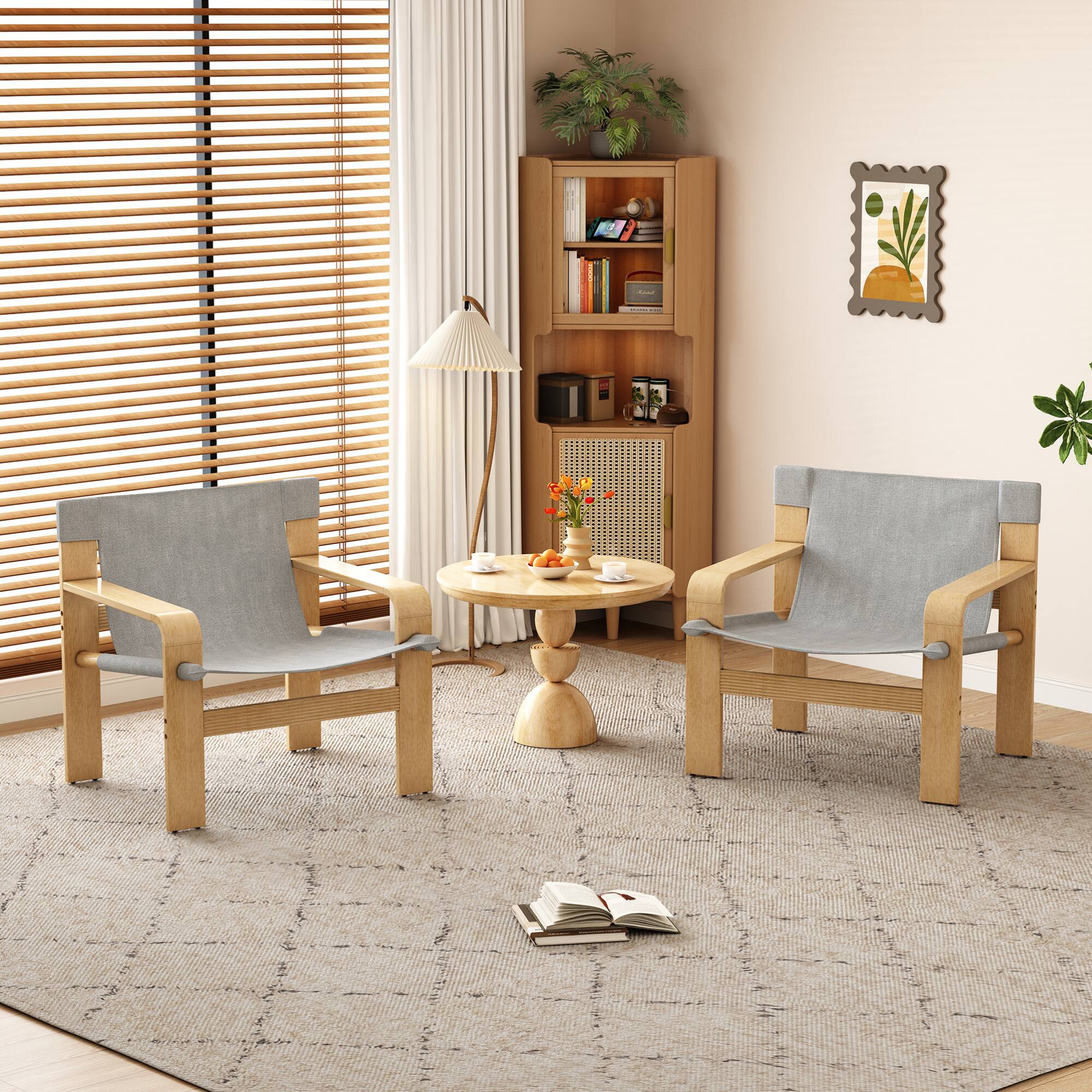 GOODSILO - Modern Accent Lounge Chair with Wide Armrests and Detachable Washable Fabric Cover - Light Gray