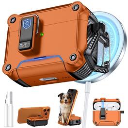 Dteck - for AirPods Pro 3 Generation Case with Secure Lock & Phone Stand, Compatible with MagSafe,Automatic Snap Switch Cover - Orange