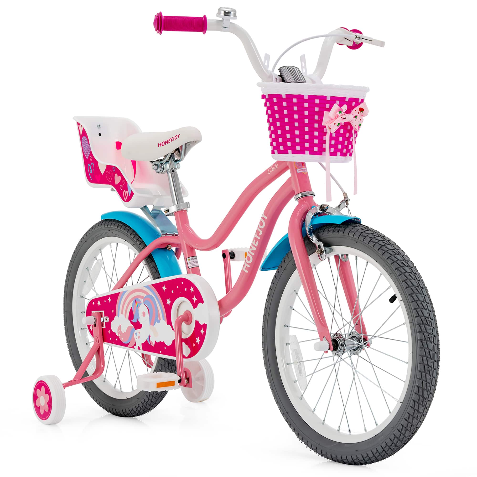Costway - 18 Inches Kids Bicycle with Training Wheels & Basket for Boys & Girls Age 5-9 Years - Pink price history on PriceWatchPro