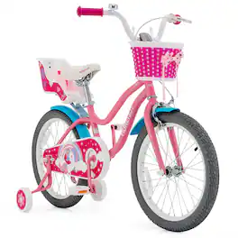 Costway - 18 Inches Kids Bicycle with Training Wheels & Basket for Boys & Girls Age 5-9 Years - Pink