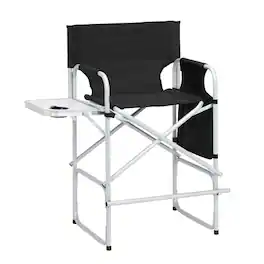 Winado - 26in Directors Chair Seat Folding with Side Table Storage Bag Bar Height Portable Makeup Artist Chair for Indoor Outdoor - Black