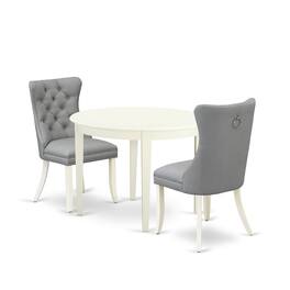 East West Furniture - 3 Piece Kitchen Table & Chairs Set - White