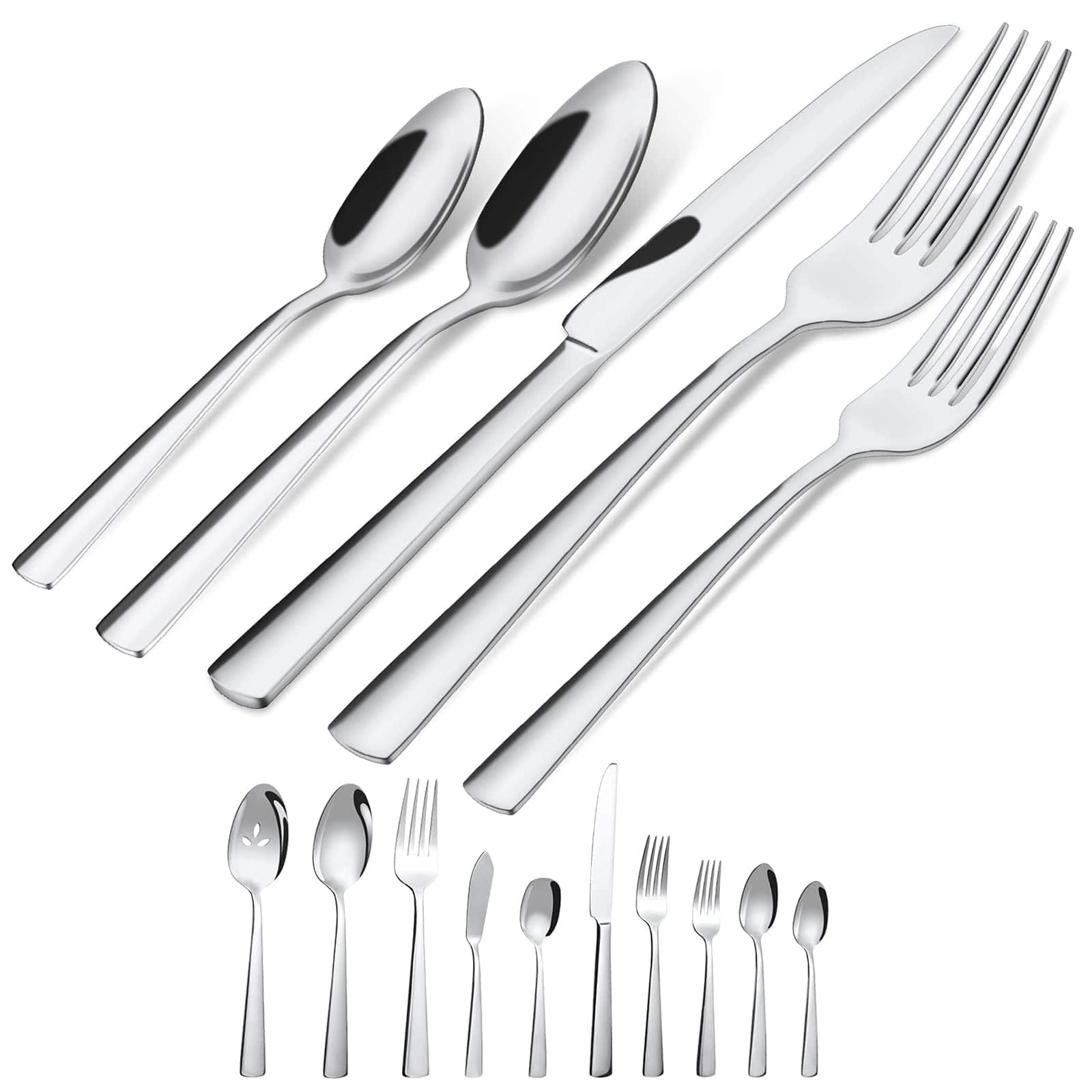 Dazzed Corner - 45-Piece Flatware Sets, Silverware Set for 8,Dishwasher Safe - Silver