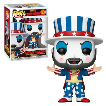 Sure, here is the corrected and grouped text from the image:
---
**Funko**
**POP!**
**HOUSE OF 1000 CORPSES**
**1850**
**PLUS**
**CAPTAIN SPAULDING**
**VINYL FIGURE / FIGURINE EN VINYLE**
**VINYL FIGURA / FIGURA DE VINIL**
**WARNING: CHOKING HAZARD - ATTENTION: PELIGRO DE AHOGO - ADVERTENCIA: PELIGRO DE AHOGO**
---
**CAPTAIN SPAULDING**
**VINYL FIGURE / FIGURINE EN VINYLE**
**VINYL FIGURA / FIGURA DE VINIL**
**WARNING: CHOKING HAZARD - ATTENTION: PELIGRO DE AHOGO - ADVERTENCIA: PELIGRO DE AHOGO**
---
**CAPTAIN SPAULDING**
**VINYL FIGURE / FIGURINE EN VINYLE**
**VINYL FIGURA / FIGURA DE VINIL**
**WARNING: CHOKING HAZARD - ATTENTION: PELIGRO DE AHOGO - ADVERTENCIA: PELIGRO DE AHOGO**
---
**CAP