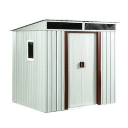 Mondawe - 6ft x 5ft Outdoor Metal Storage Shed with Window and Metal Foundation - White