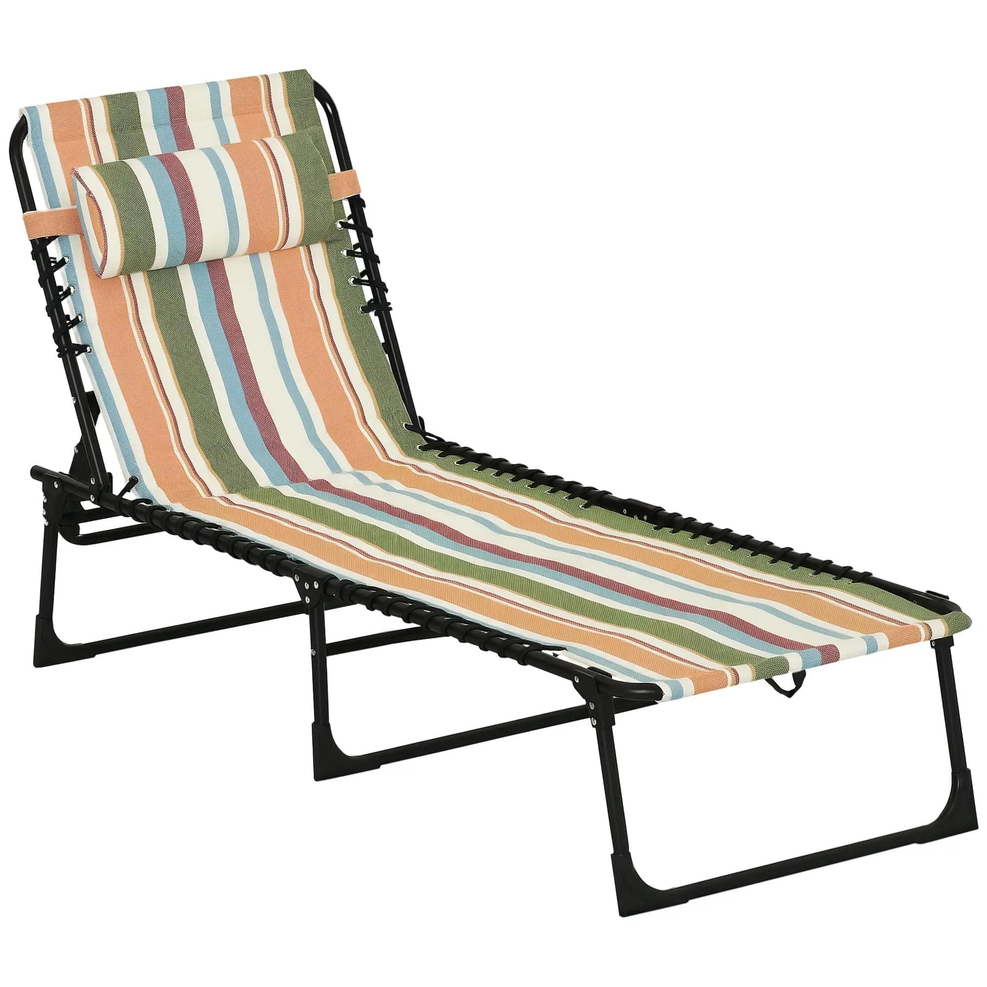 Resenkos - Foldable Chaise Lounge, 4-Position Reclining Back, Trifold Portable design And Breathable Mesh - Colored