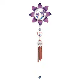 FC Design - 35" Long Pewter & Purple Butterfly Wind Chime with Copper Gem Outdoor Patio or Garden Hanging Decoration - Multi-Color