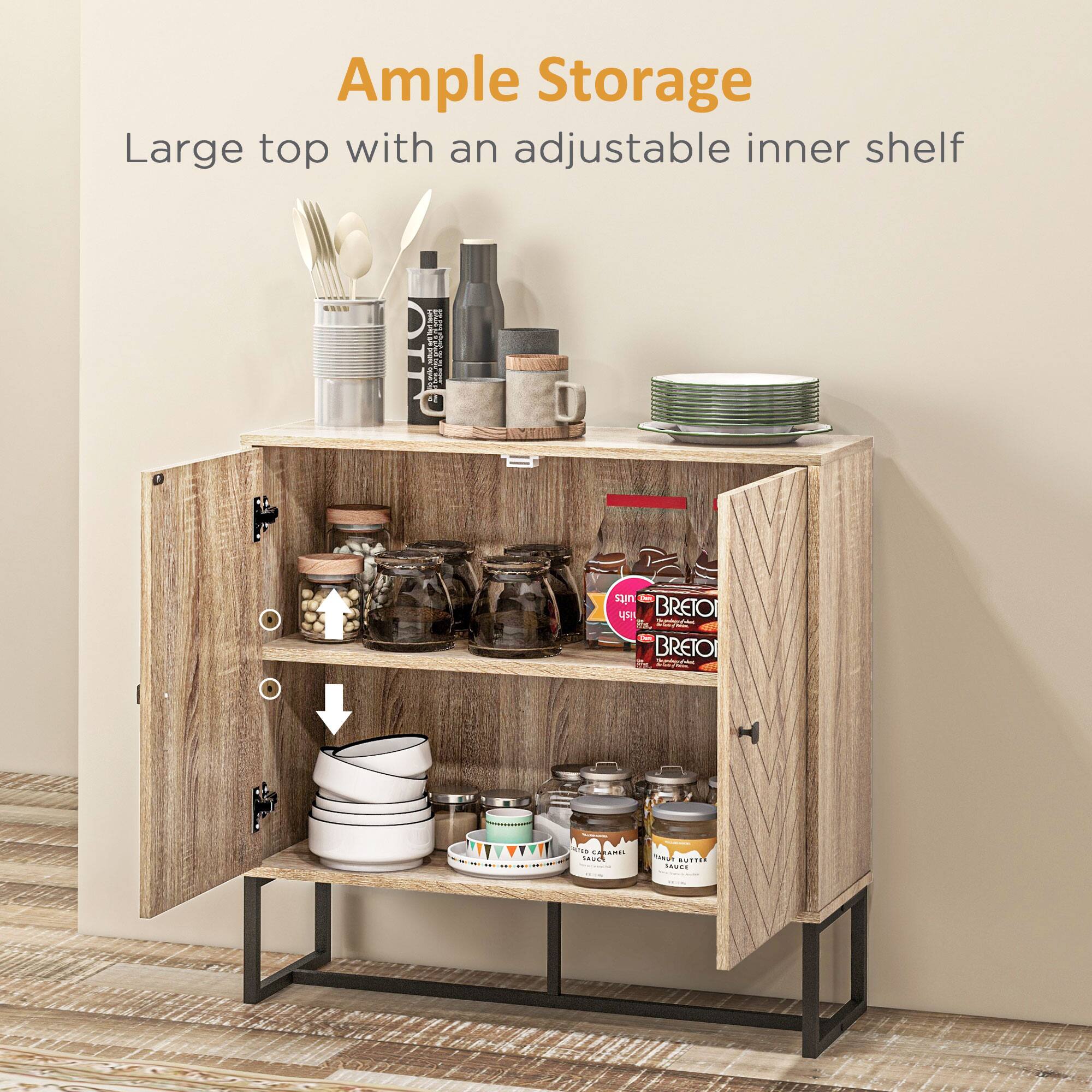 Ample Storage  
Large top with an adjustable inner shelf