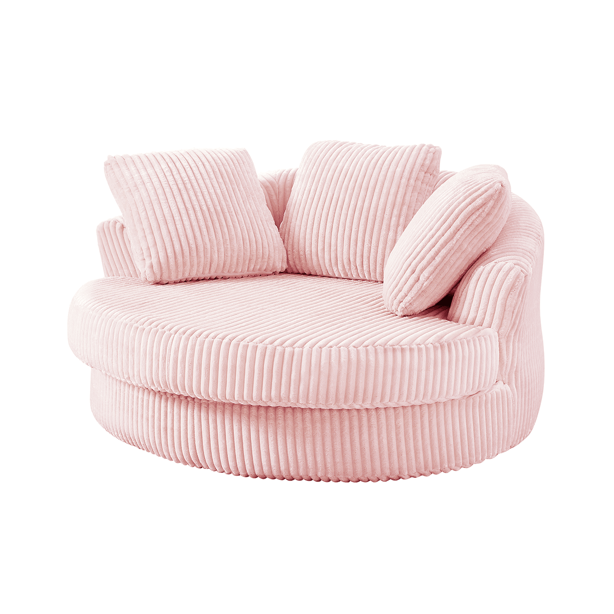 Alt View 1. Trinkets Crazed - 60-Inch Oversized Round Chaise Longue Chair Indoor,Modern Upholstered Corduroy Deep Seat Single Cloud Floor Sofa Chair - Pink.