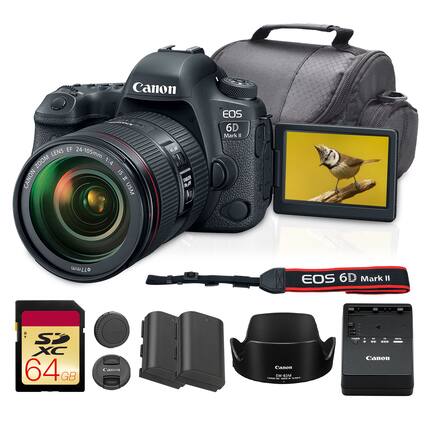 Canon EF 24-105mm Lens Zoom 1:4 IS USM - EOS 6D Mark II
Canon EOS 6D Mark II
Canon 64GB SDXC Card
Canon Lens Hood EW-83
Canon Battery Charger
Canon Strap EOS 6D Mark II