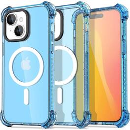 Entronix - Magnetic Case for iPhone 15 Plus - Crystal Clear Bounce Frame - Blue