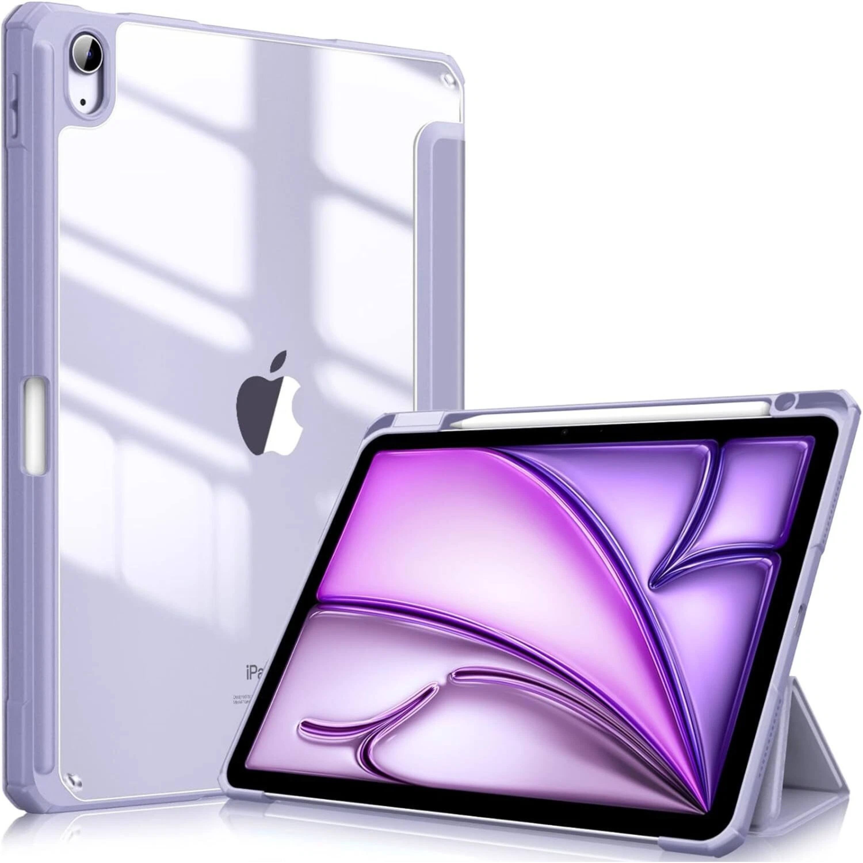 Kitcheniva - Shockproof Hybrid Slim Case For iPad Air 11 Inch M2 2024 With Pencil Holder - Lilac Purple