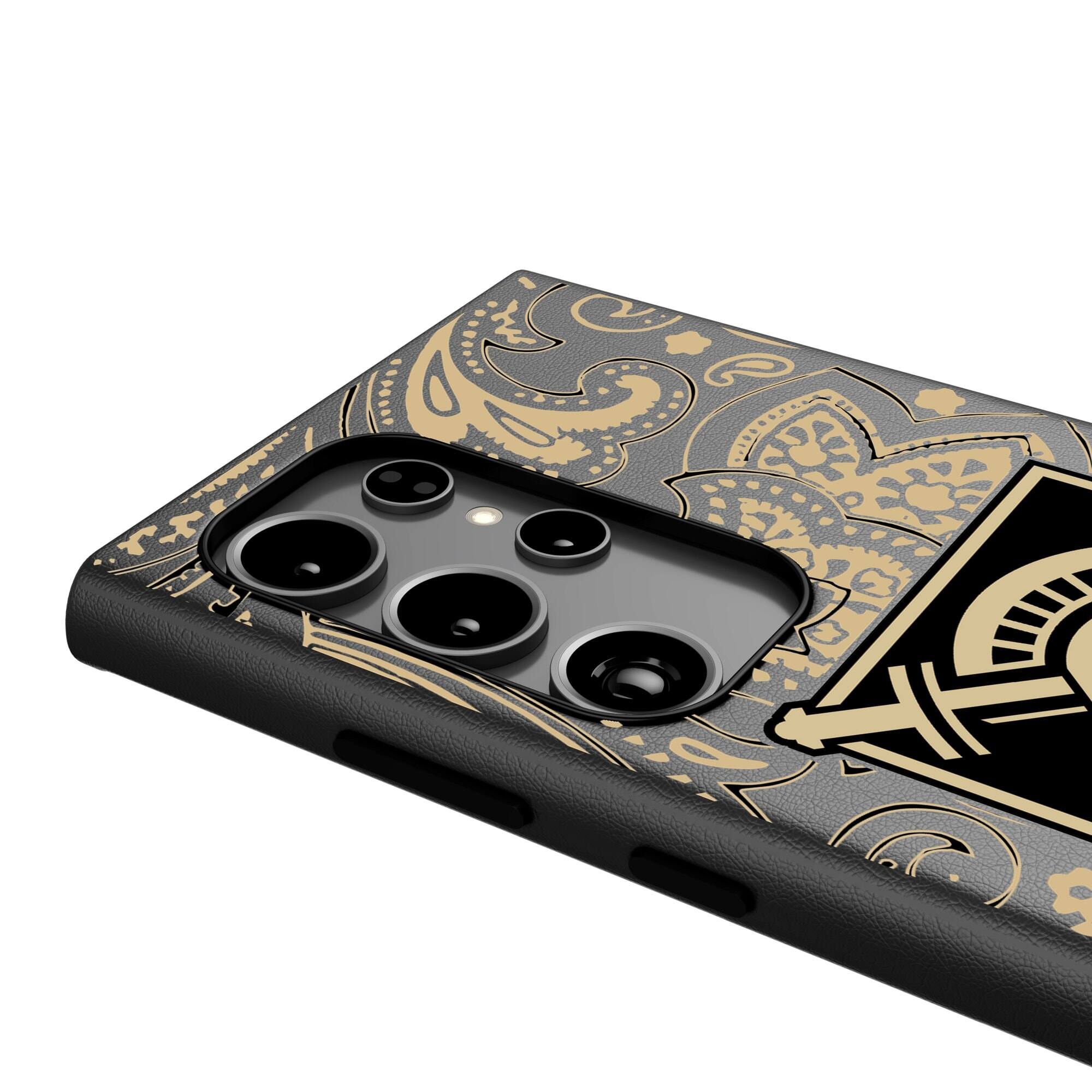 Alt View 3. Keyscaper - Army Black Knights Paisley Galaxy Magnetic Bump Case - S25 Ultra - Black.