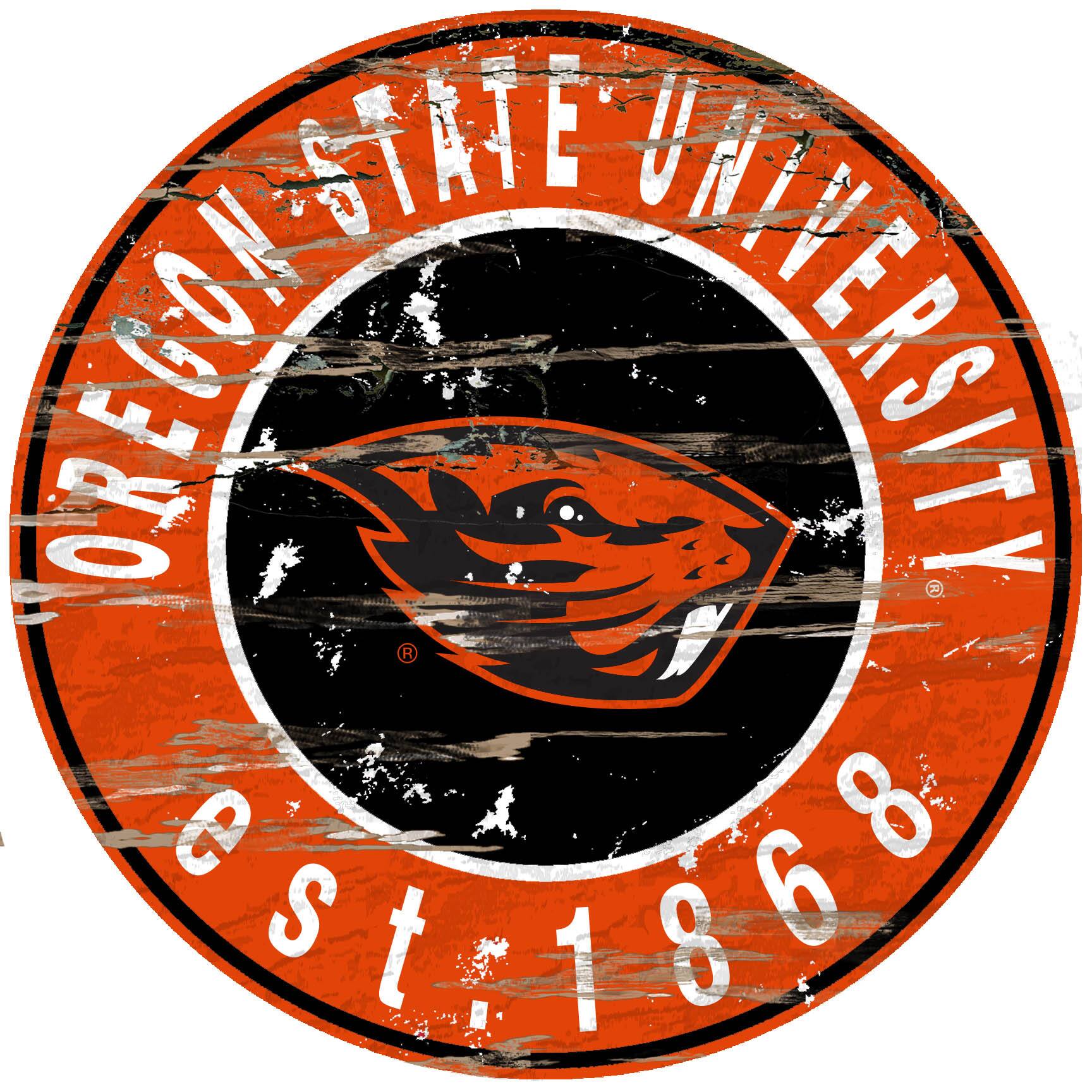 Oregon State Beavers 23.5" Distressed Round Sign
