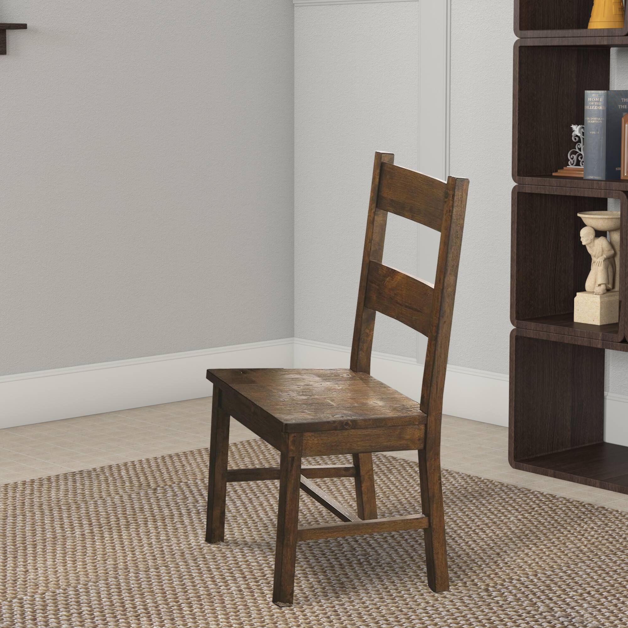 Alt View 5. Manhattan Lane - Chambr Armless Wooden Dining Side Chair, Rustic Golden Brown, Set of 2 - Brown.