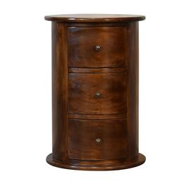 Artisan Furniture - Solid Wood 3 Drawer Chestnut Drum - Dark Brown