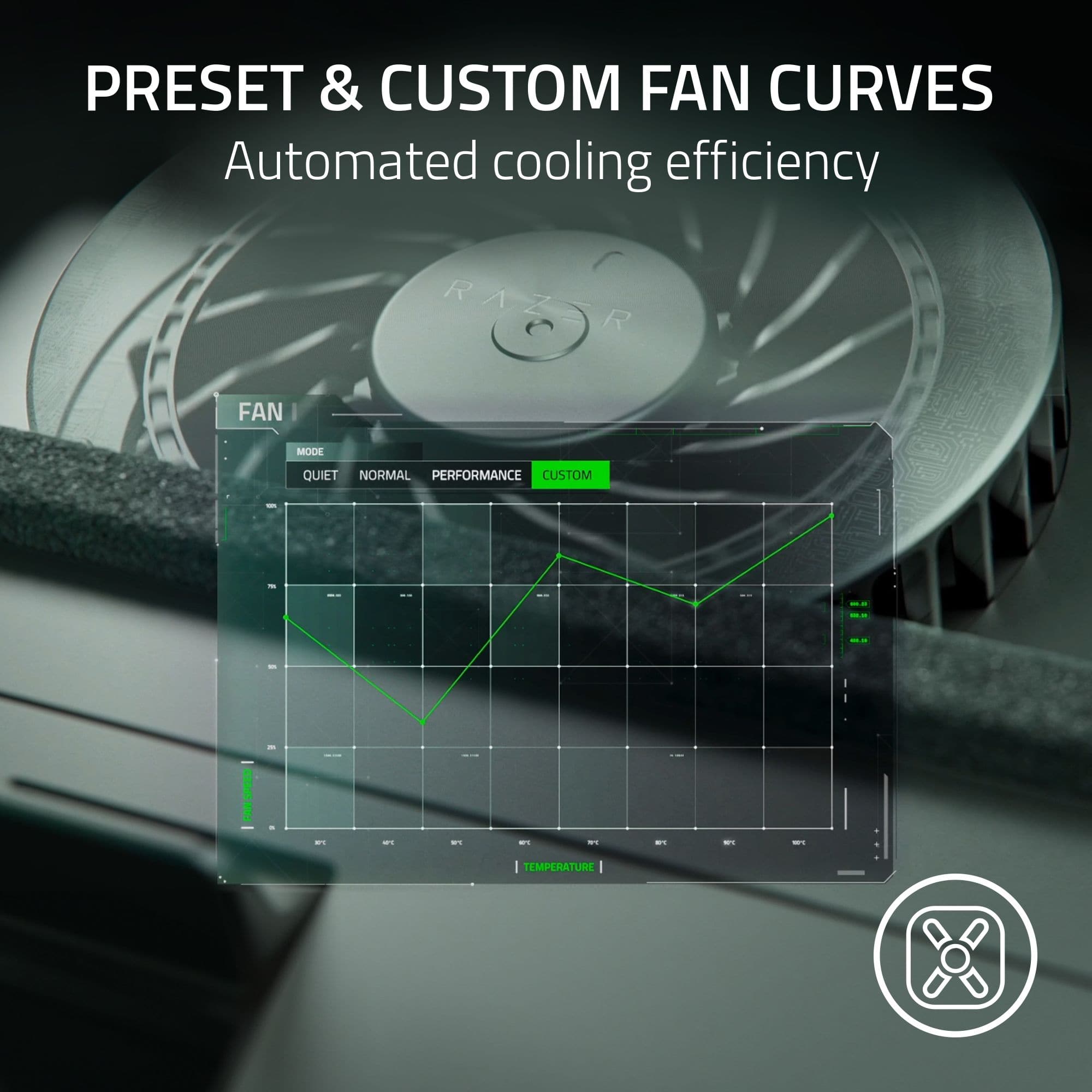 Preset & Custom Fan Curves: Automated Cooling Efficiency.