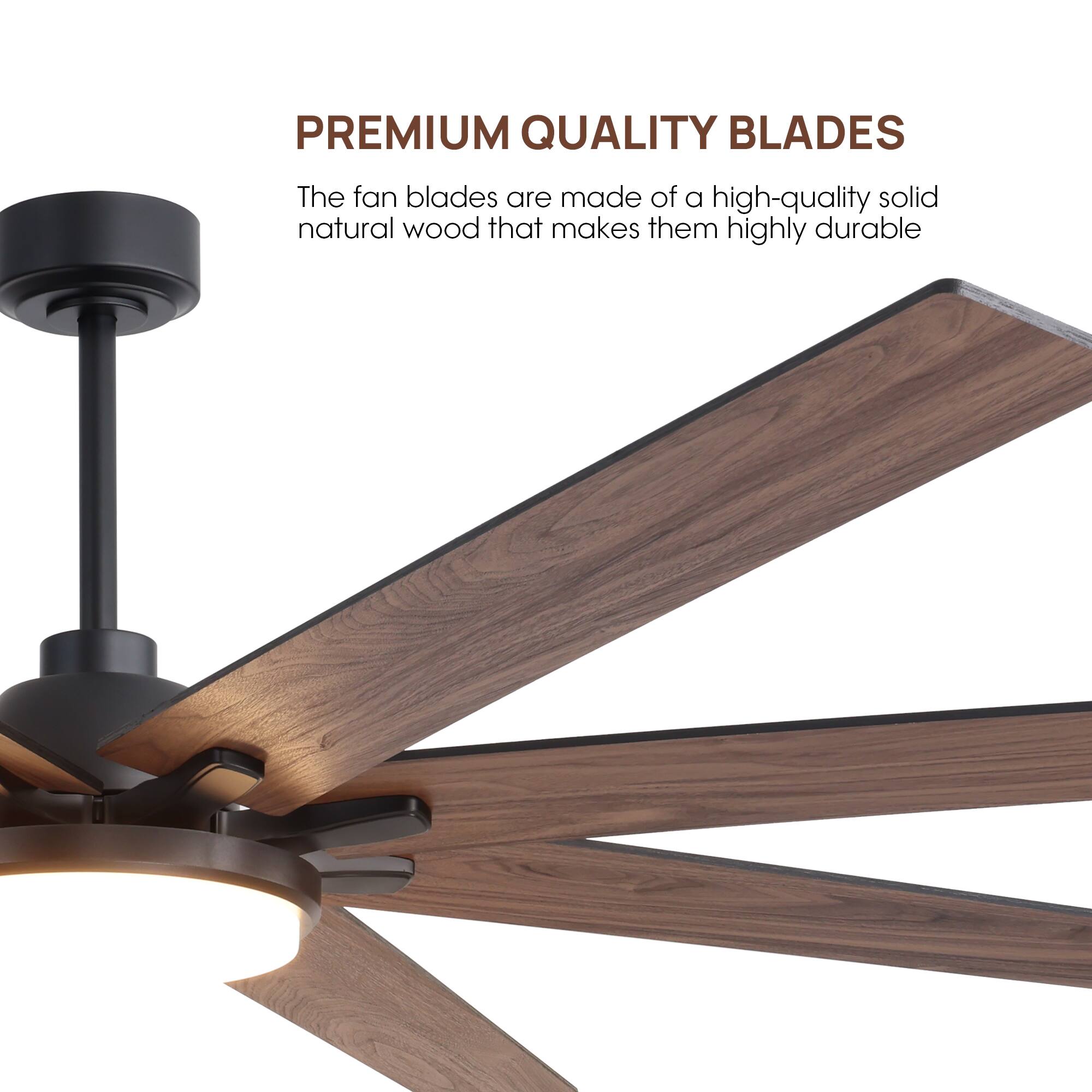 PREMIUM QUALITY BLADES

The fan blades are made of a high-quality solid natural wood that makes them highly durable.