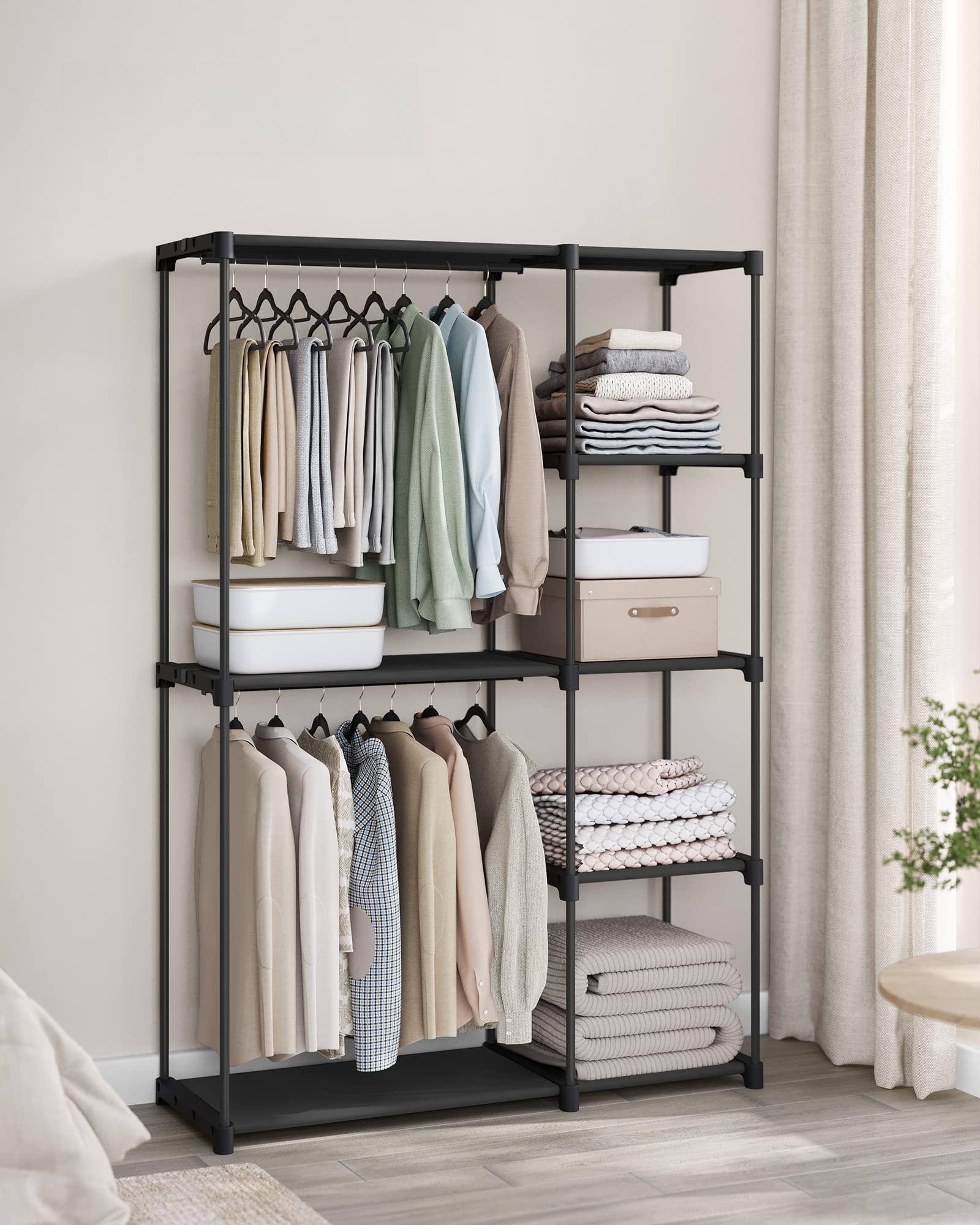 Alt View 1. ThinkLink Electronic - Portable Closet Freestanding Organizer Clothes Rack With Shelves Hanging Rods Storage For Cloakroom Bedroom - Black 48.8"L x 16.9"W x 71.7"H.