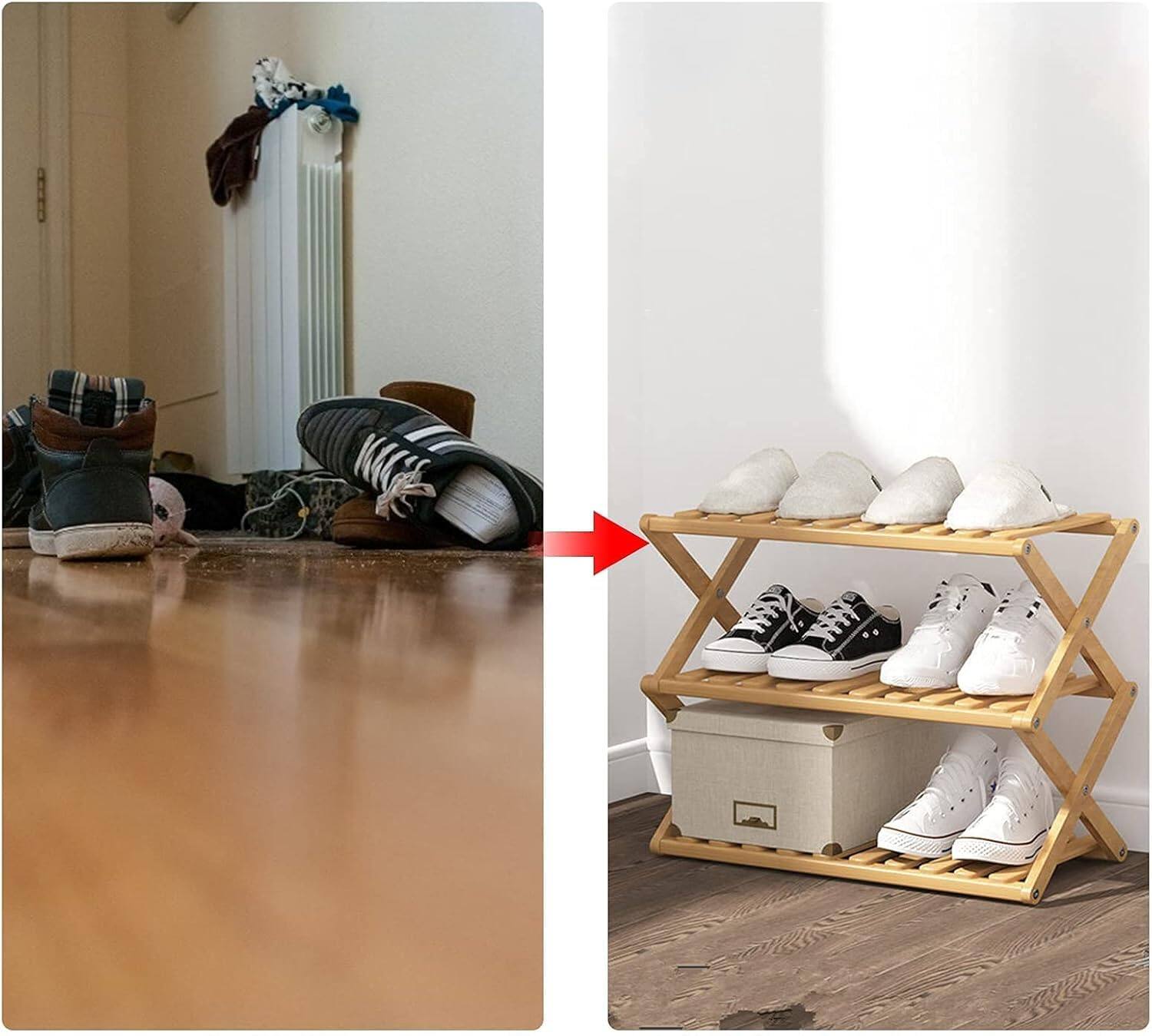 Alt View 5. Refined Abode Design - Shoe Rack Storage Shelf Rack Saving Small Convenient Home Household Essential Item Solution Design - 2 Tier.