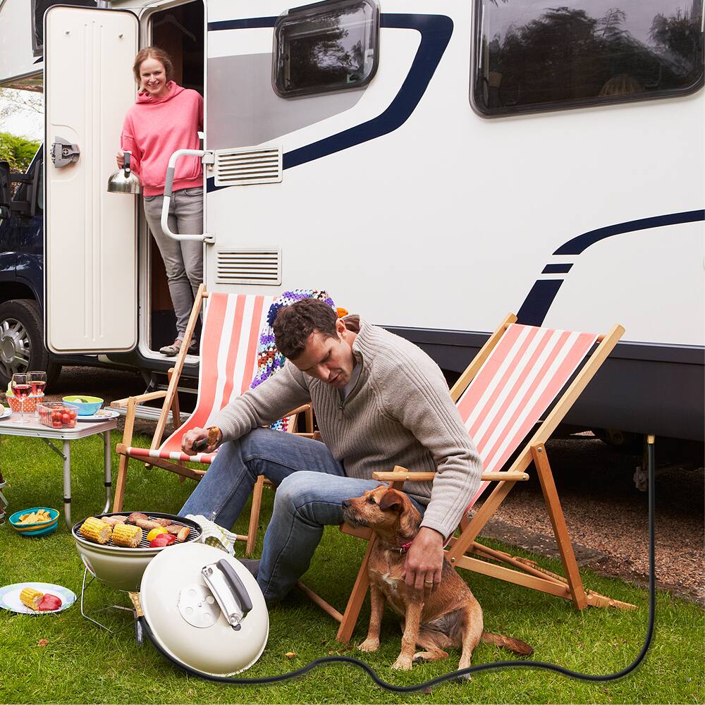 Alt View 2. Empava - 12ft Propane Hose – Quick-Connect RV/BBQ Safety Hose with Shutoff Valve & 1-Year Warranty - Black.