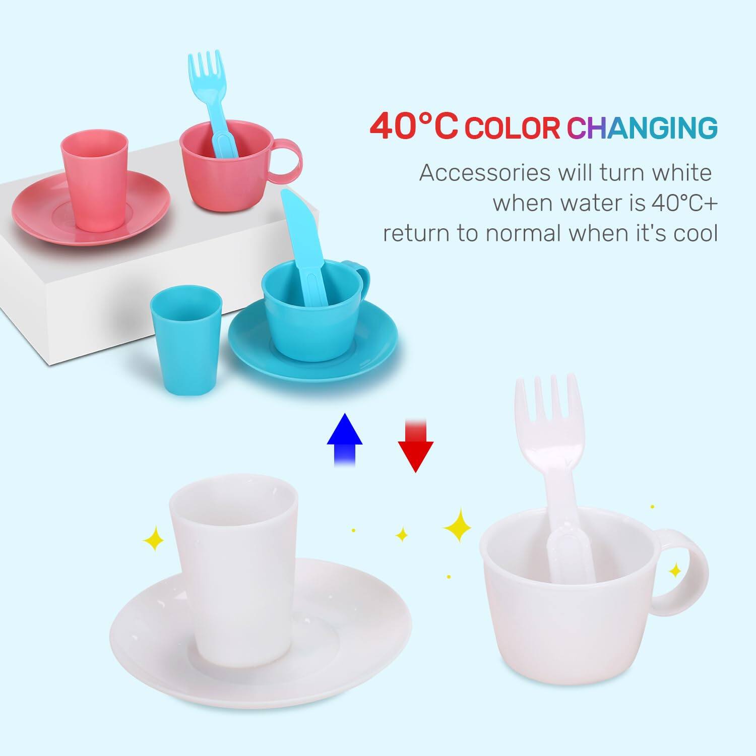 40°C COLOR CHANGING  
Accessories will turn white when water is 40°C+ return to normal when it's cool