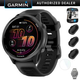 Garmin - Forerunner 570 47mm GPS Smartwatch Aluminum and Black Band + 2 Yr Warranty Pack - Slate Gray Aluminum - (2025)