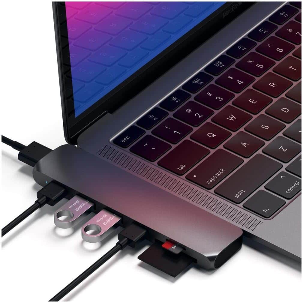 Satechi - Type-C Pro Hub 7-in-1 Adapter - 4K HDMI, 87W PD Charging, USB-C Data, 2x USB-A, SD/MicroSD - Space Gray