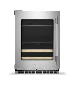 KitchenAid - 24" Beverage Center with Glass Door and Wood-Front Racks - PrintShield Stainless Finish