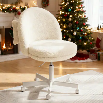 Front. CloudRest Pro - Small Ergonomic Tall Office Chair Velvet Computer Desk Chair Vanity Chair,White - White.