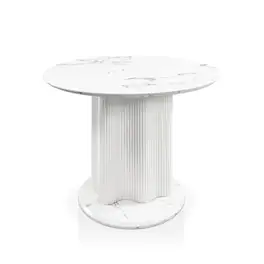 Furniture of America - Elara Iron Base Pedestal Round Dining Table - White