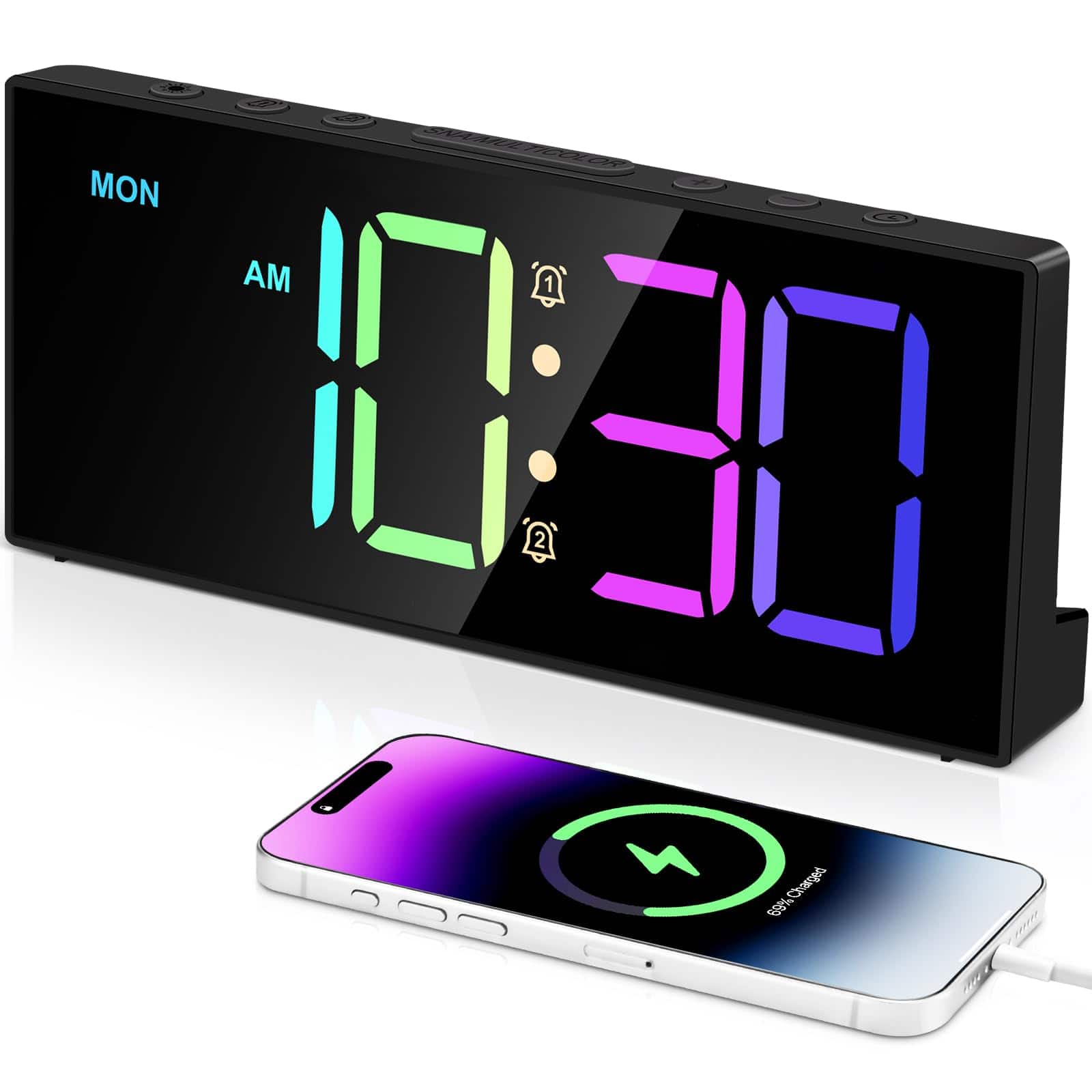 Dazzed Corner - Alarm Clock, LED Digital Alarm Clock with Large Display - Black