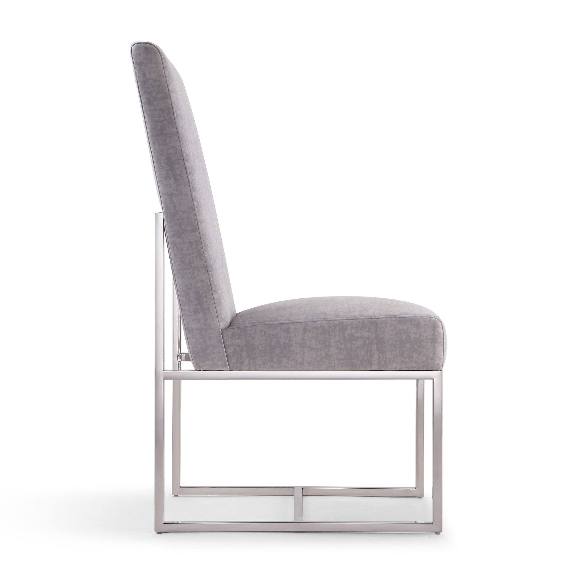 Alt View 2. Manhattan Comfort - Element Modern Metal Velvet Dining Chair - Set of 2 - Gray.