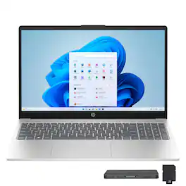 HP - 15.6" HD Laptop,Intel Core i5-1334U,8GB DDR4,512GB SSD+160GB Dock Set,Iris Xe Graphics,HD Camera,Win 11 Pro - Silver