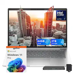 HP - ProBook 440 G11 14" IPS WUXGA Laptop,Intel Ultra 7 155U,64GB DDR5 RAM,2TB SSD+1TB Dock Station Set,Win 11 Pro - Silver