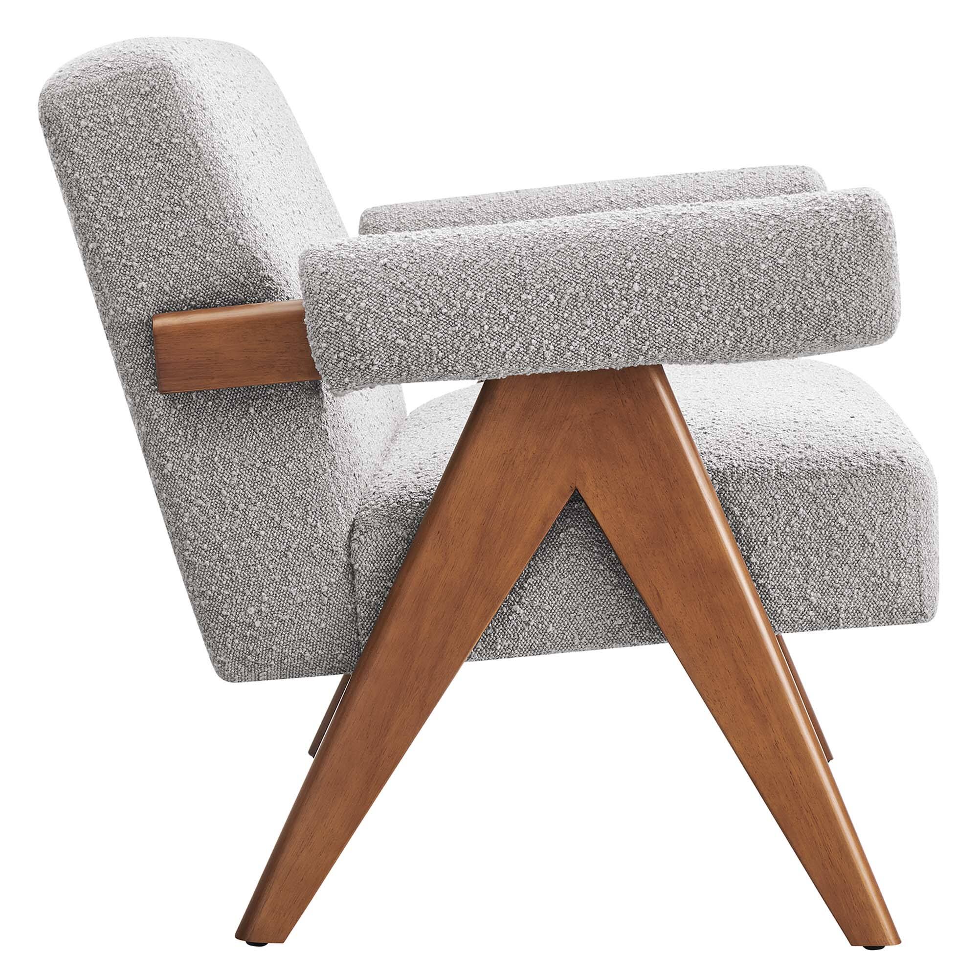 Alt View 2. Modway - Lyra Boucle Fabric Loveseat by Modway - Light Gray.
