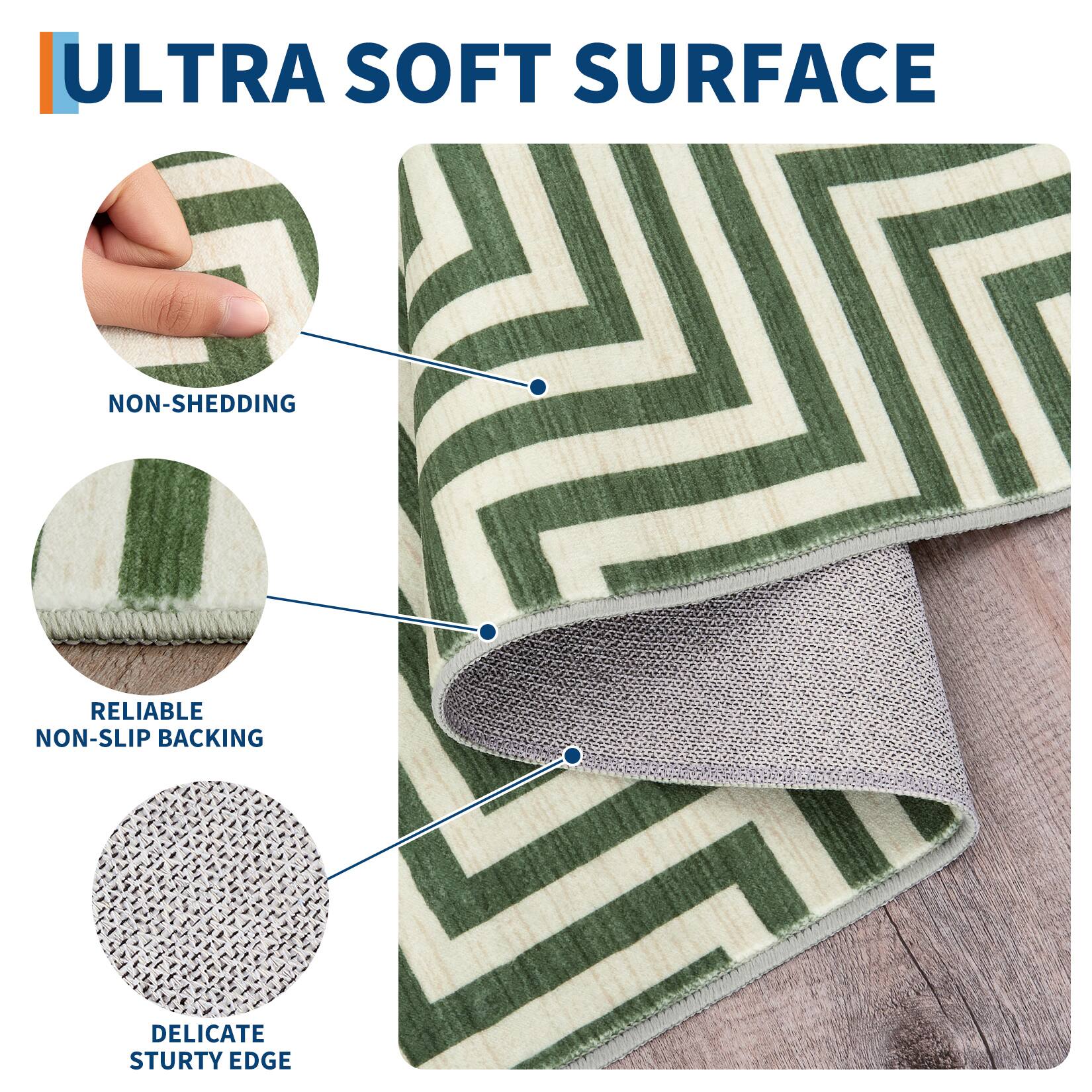 ULTRA SOFT SURFACE

- NON-SHEDDING
- RELIABLE NON-SLIP BACKING
- DELICATE STURDY EDGE
